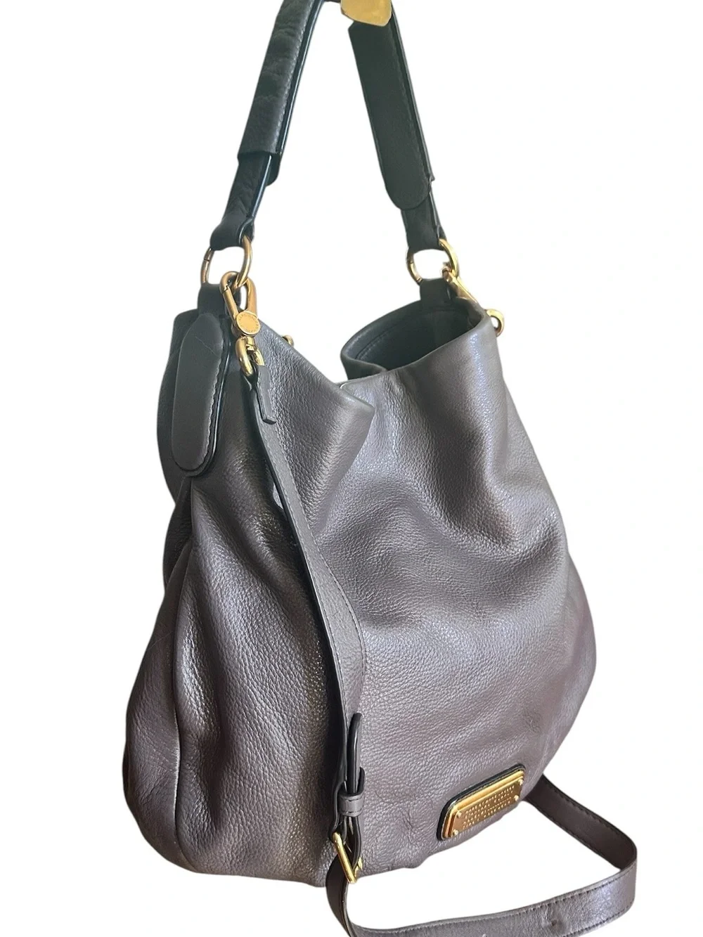 Marc by Marc Jacobs Classic Q Hillier Gray Taupe Leather Hobo Crossbody